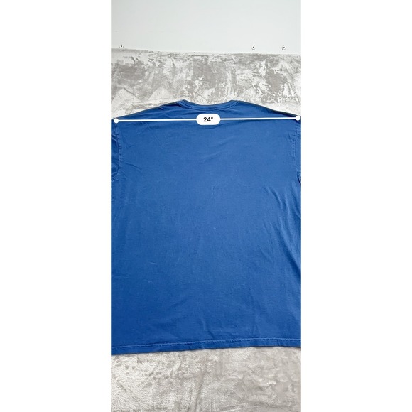 Vans T-Shirt Men's Size XL Blue Pink Writing Off The Wall Short Sleeve Crew EUC - Picture 5 of 7